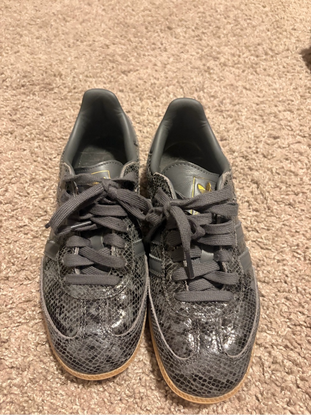 adidas women’s Gray Snake-Print Samba Sneakers